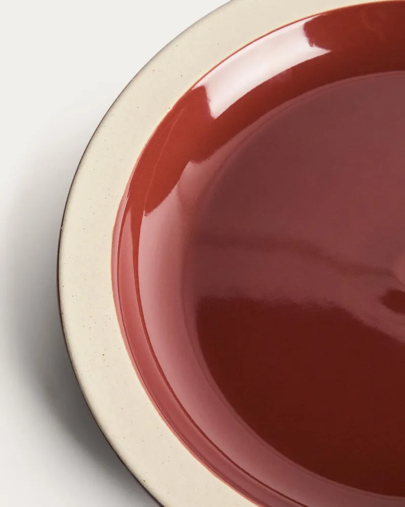 Piatto Doren ceramica di colore rosso granato