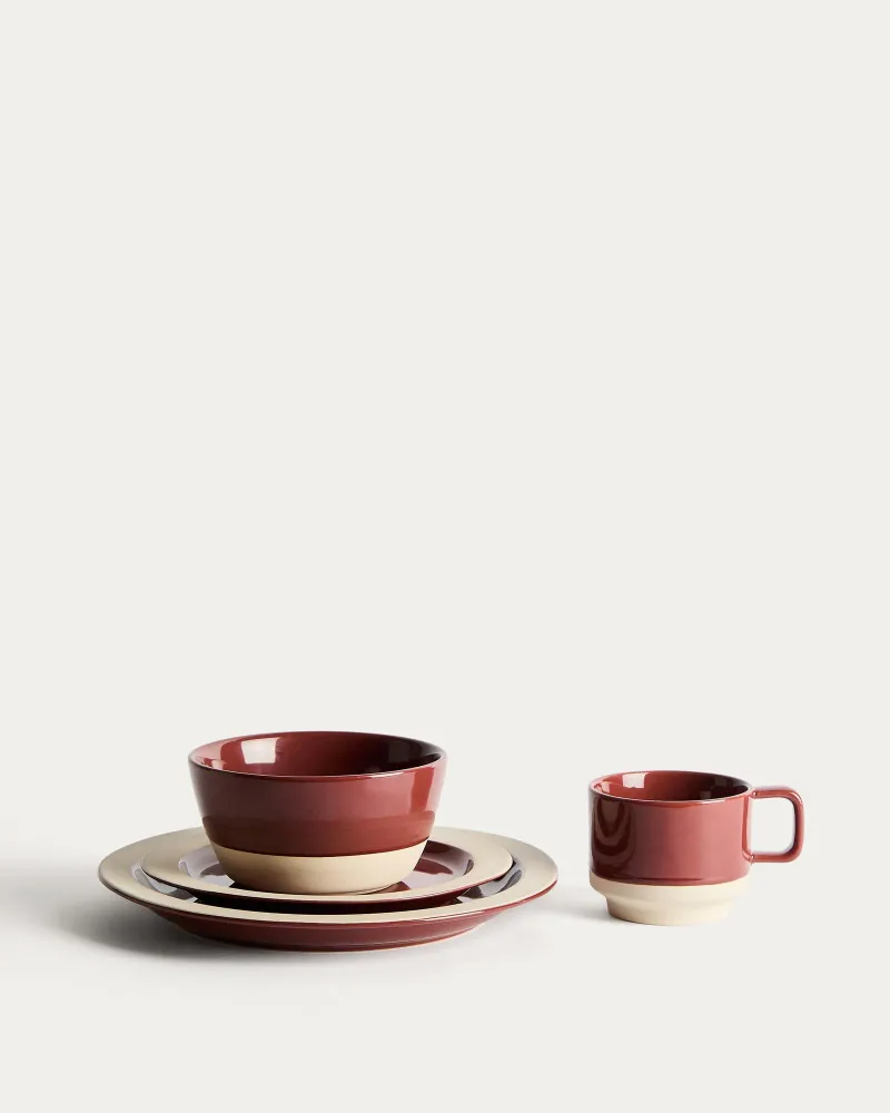 Piatto Doren ceramica di colore rosso granato