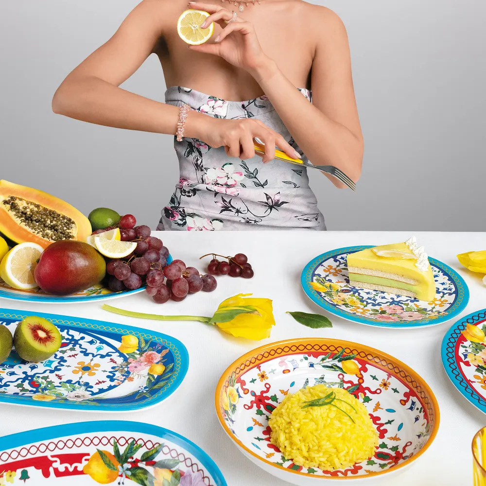 PIATTO FONDO ''FLOWER&LEMON''