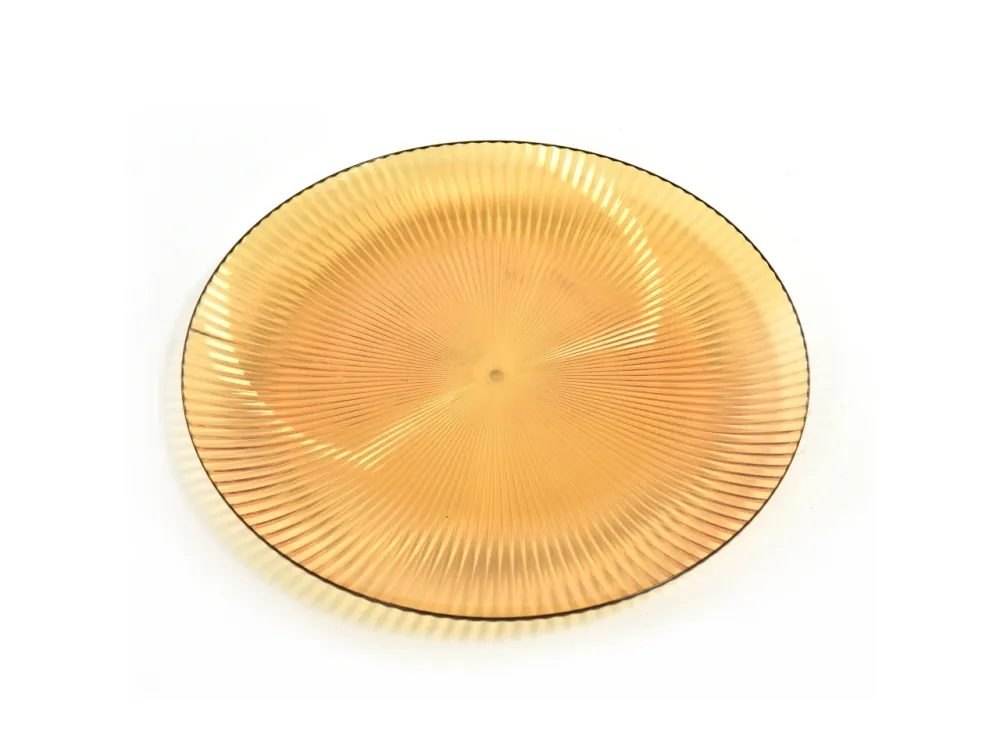Piatto piano grande plastica ambra moderno, 26x2 cm - Mercury