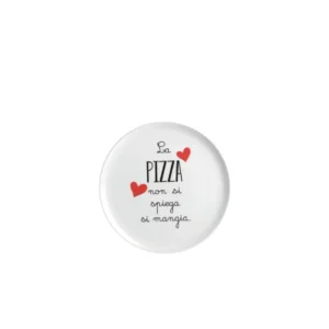 Piatto pizza ceramica 32 cm con scritta la pizza non si spiega si mangia