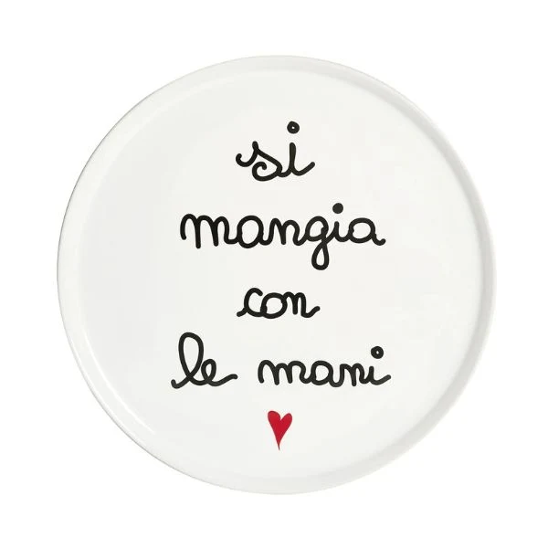 Piatto pizza - Scritta: Si Mangia Con Le Mani 31,5 cm