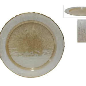 Piatto vetro 40cm oro con bordo oro