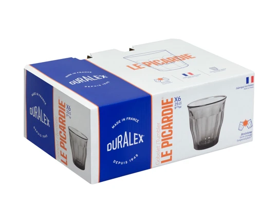 Le Picardie - Bicchiere da acqua - Grigio - 25 cl (confezione da 6)