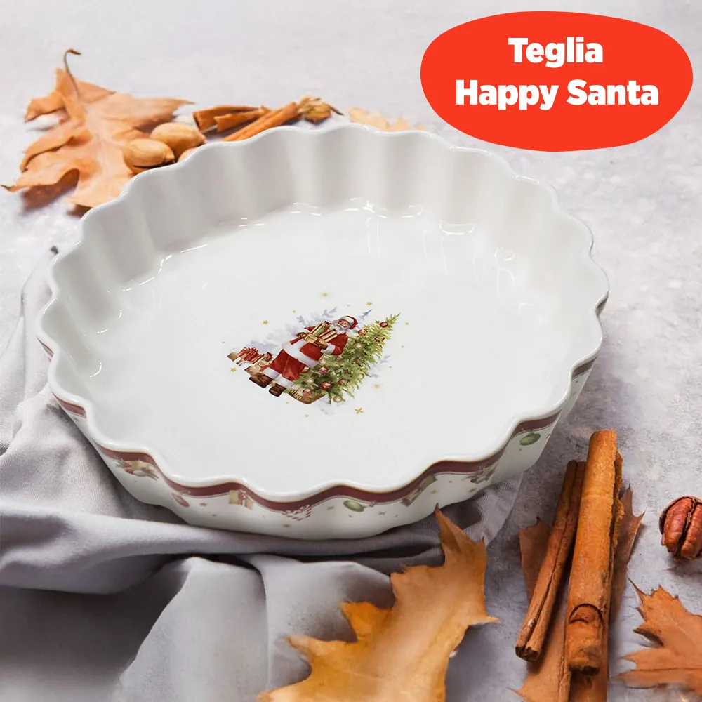 Pirofila natalizia vintage teglia da forno porcellana Decoro di Natale 6945