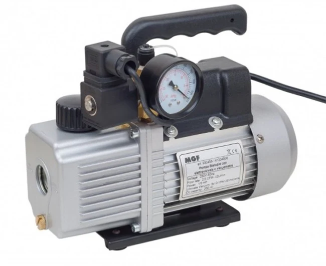 Pompa Vuoto Bistadio Con Elettrovalvola E Vacuometro Lt56 - Portata Lt/M 56 - Dim:305X123X230 Mm - Mgf