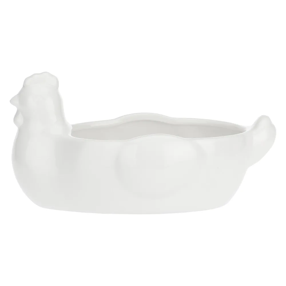 LA PORCELLANA BIANCA Fattoria Gallina Porta Uova 21,5x14cm Bianco Porcellana