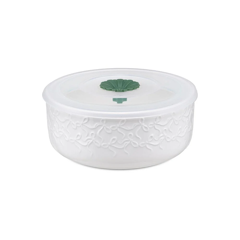 PORCELLANA BIANCA - Intavola Ciotola Porcellana Con Tappo Silicone Fiocco D13