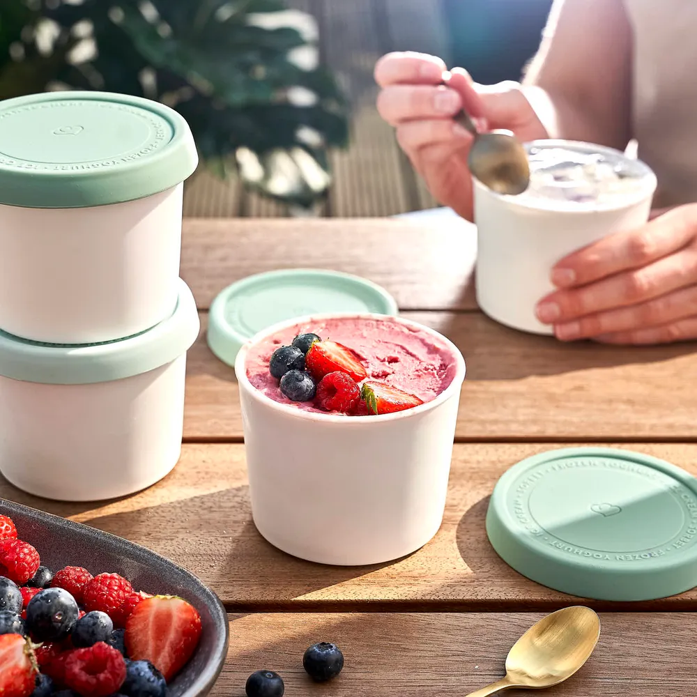 Porta di ghiaccio 4 set per gelato gelato 400 ml, 8,2 x 10,5 cm, Mint/bianco senza BPA