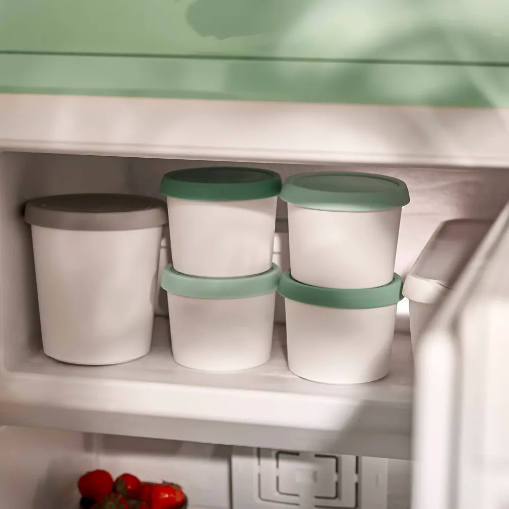 Porta di ghiaccio 4 set per gelato gelato 400 ml, 8,2 x 10,5 cm, Mint/bianco senza BPA