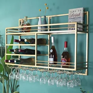 Portabottiglie da Parete Metallo Nordico Metallo Appeso Parete Rack di stoccaggio Bottiglia Scaffale Galleggiante per Rist...