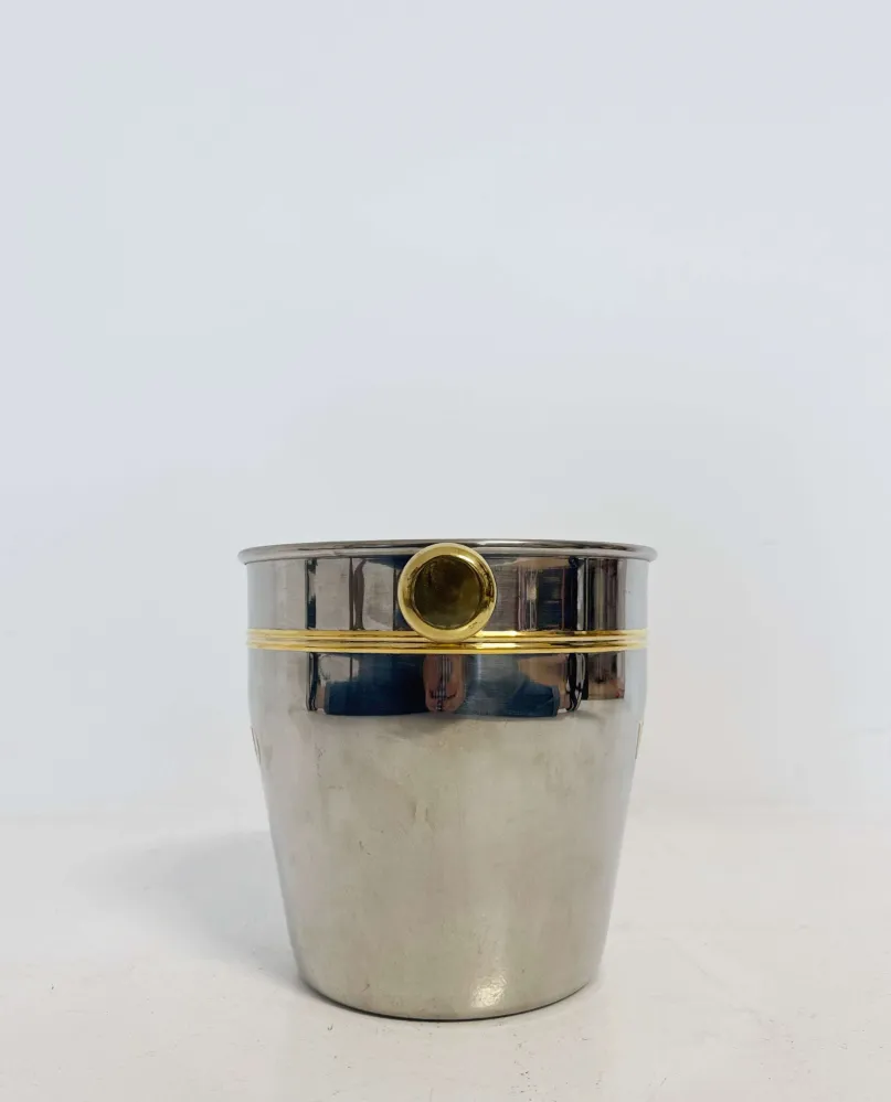 Portaghiaccio vintage metallo cromato con dettagli dorati – “VALDO”