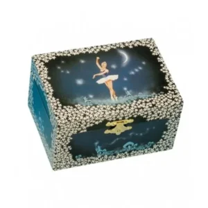 Portagioie ballerina blu notte con carillon 15cm