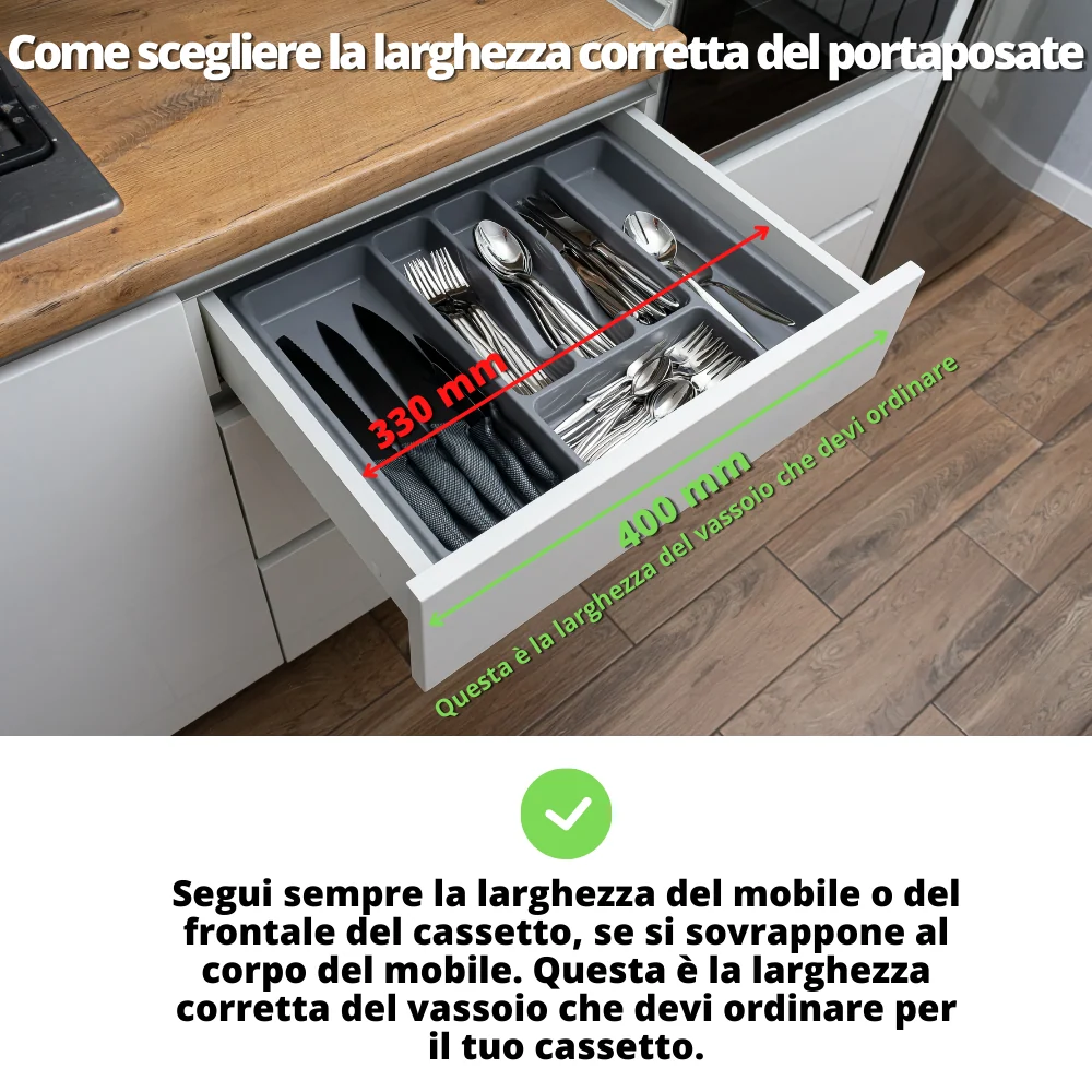 Portaposate per cassetti 400mm - Profondità: 490mm - Metallico