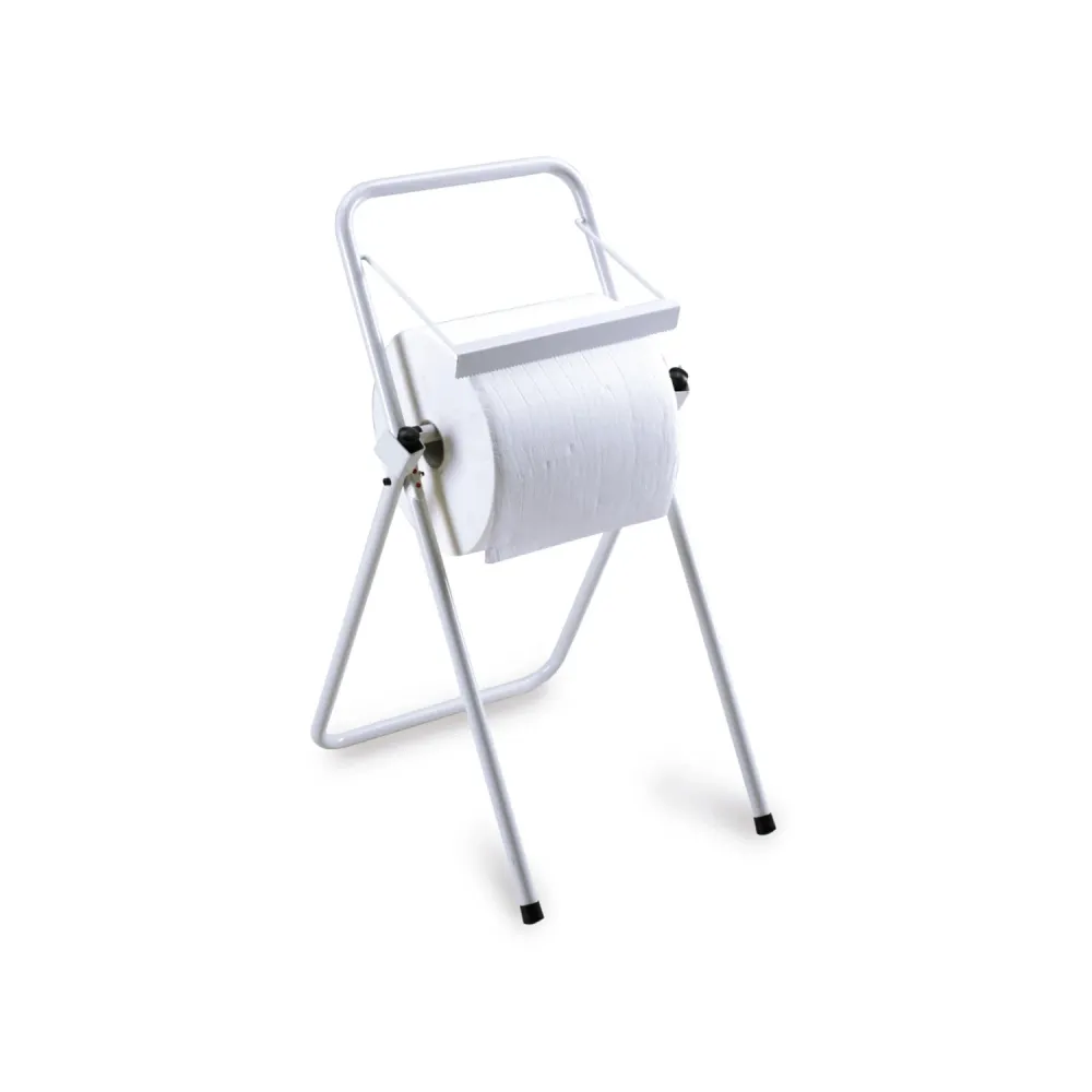 Portarotolo Da Pavimento Acciaio Inox Con Taglierino 85x59x39cm Bianco