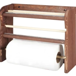 PORTAROTOLO TRIS LEGNO SCURO cm. 33x9x29h