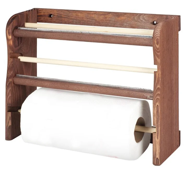 Portarotolo Tris Legno Scuro Cm. 33X9X29H