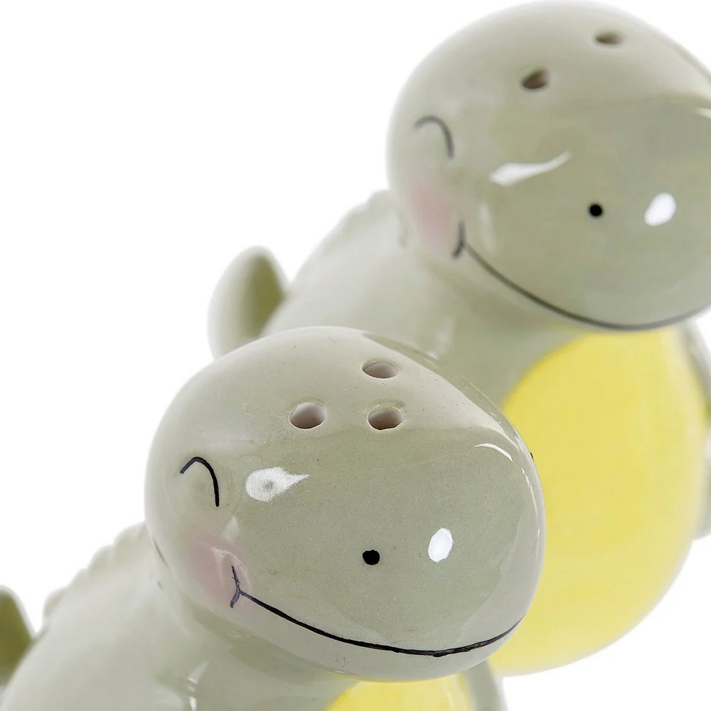 Portasale con Coperchio DKD Home Decor Dinosauro Verde Dolomite (6.6 x 7 x 7.7 cm) (2 pezzi)