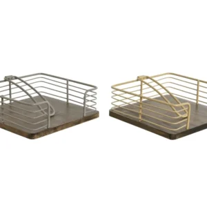 Portatovaglioli metallo rubberwood misura 18x18x7cm 2 modelli assortiti