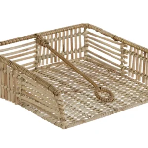 Portatovaglioli rattan e ferro misura 20x20x6cm colore naturale