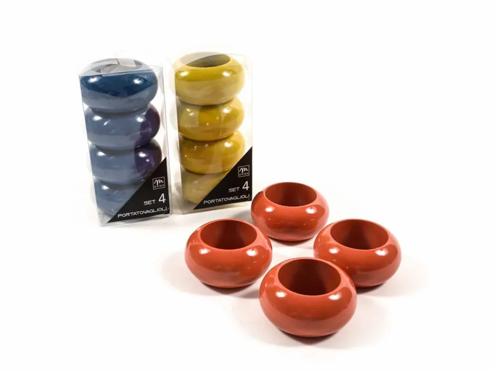 Portatovaglioli set da 4 pezzi 3xd.6cm colori assortiti