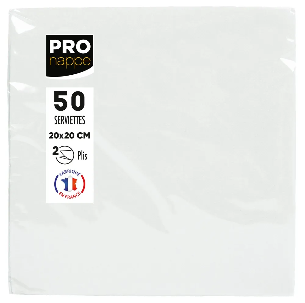 PRONAPPE Tovaglioli – bianco – 20 × 20 cm, 2 veli – 50 pezzi