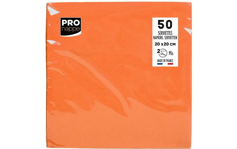 PRONAPPE Tovaglioli da cocktail, 20 × 20 cm, arancione – FSC – 50 pz