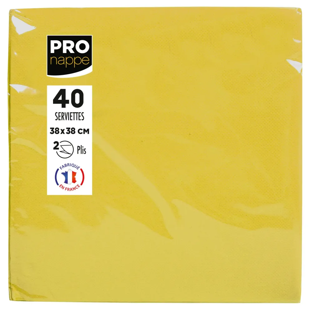 PRONAPPE Tovaglioli PRO nappe – giallo – 38 × 38 cm, 2 veli – 40 pezzi