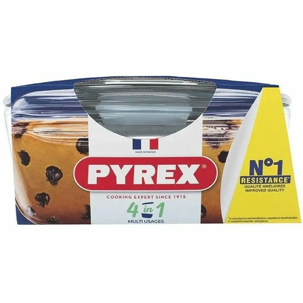 Casseruola con coperchio Pyrex 1,4 L 18 x 9 x 21 cm Bianco Trasparente Vetro