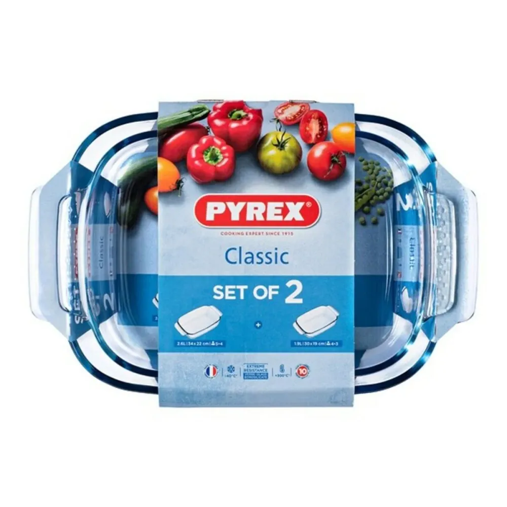 Set di Teglie da Forno Pyrex Classic Trasparente Vetro (2 Unità)