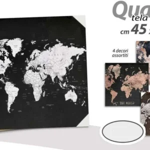 Quadro Quadretto Decorativo 45x45x1,5cm Tela Su Legno Deluxe 4 Decori Ass 834790
