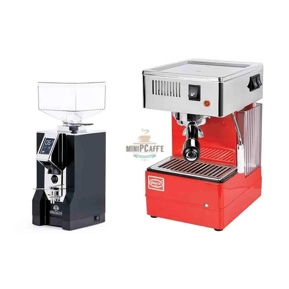 QuickMill 820 Rosso e Macina Caffè Eureka Specialita