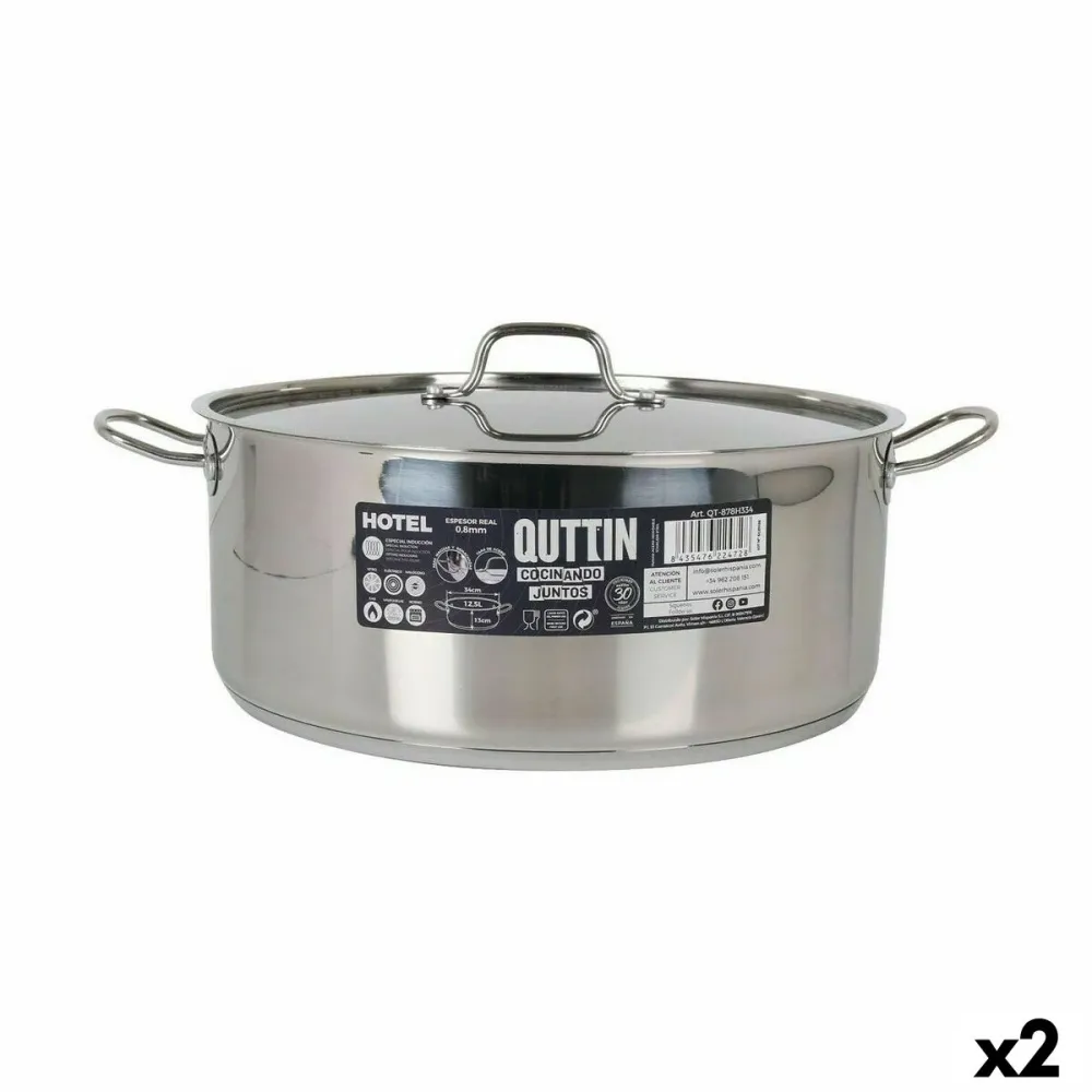 Casseruola con coperchio Quttin Hotel ø 34 x 13 cm (2 Unità)