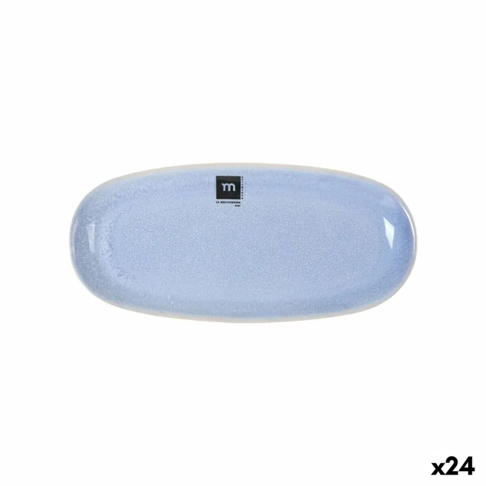 Recipiente de Cozinha La Mediterránea Macarella blue Oval 25 x 12 x 2,2 cm (24 Unidades)