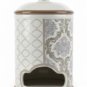 Regal Portacialde Ceramica Decorato con Coperchio – Design Damascato – Accessorio Elegante per Angolo Caffè – H 24 cm