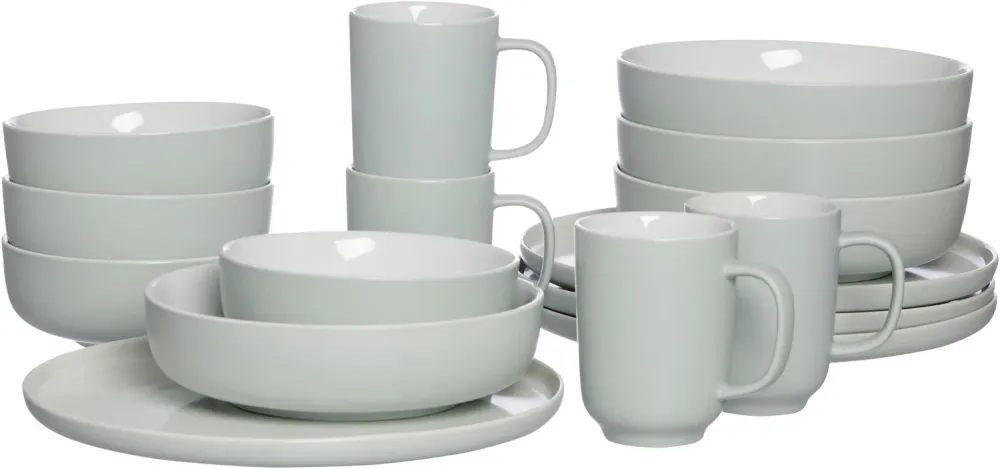 Ritzenhoff & Breker Servizio da tavola Jasper – Set da 16 pezzi, Ø 26 cm, gres, menta, lavabile lavastoviglie