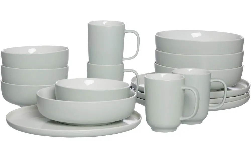 Ritzenhoff & Breker Servizio da tavola Jasper – Set da 16 pezzi, Ø 26 cm, gres, menta, lavabile lavastoviglie