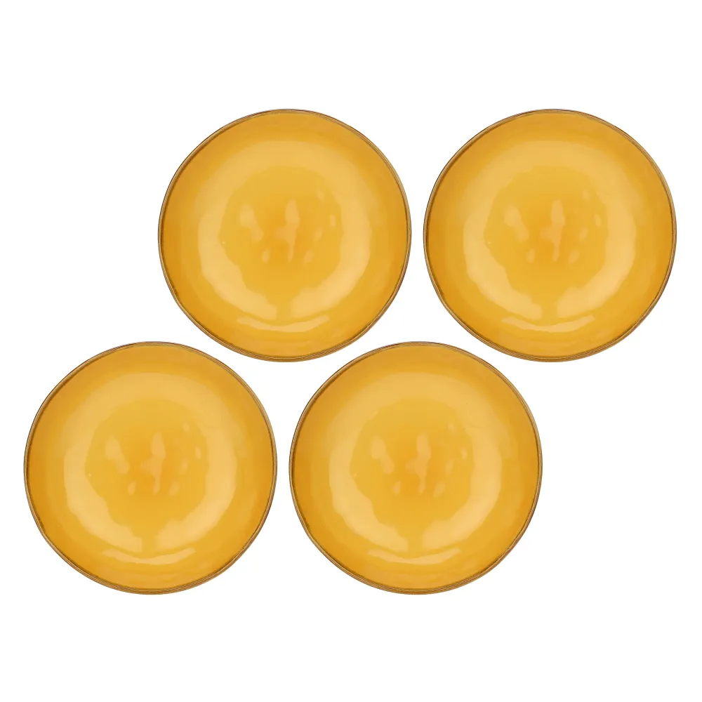 ROSE & TULIPANI Concerto Piatto Fondo Ocra 21cm Set 4 Pezzi Stoneware