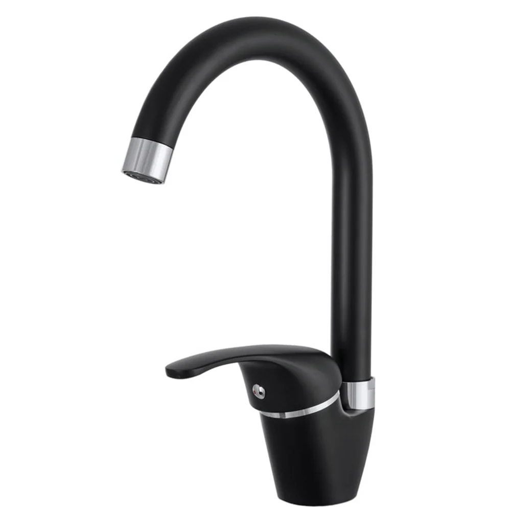 Rubinetto da cucina canna alta orientabile moderno nero opaco