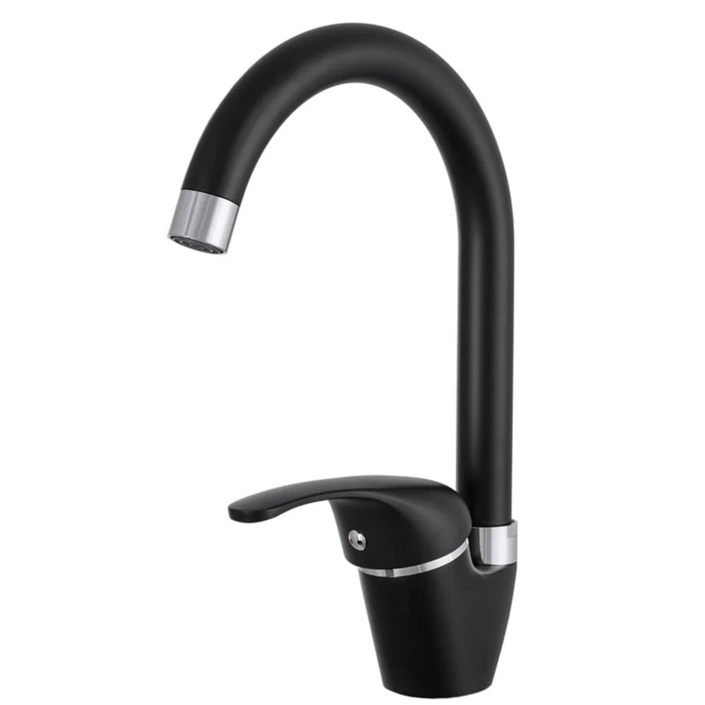Rubinetto da cucina canna alta orientabile moderno nero opaco