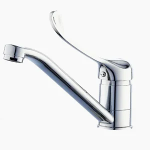 Rubinetto per lavello canna bassa, miscelatore leva lunga orientabile 360° – design moderno