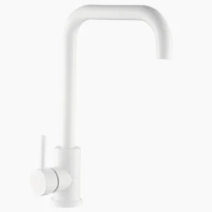 Rubinetto per lavello da cucina canna alta quadrata bianco