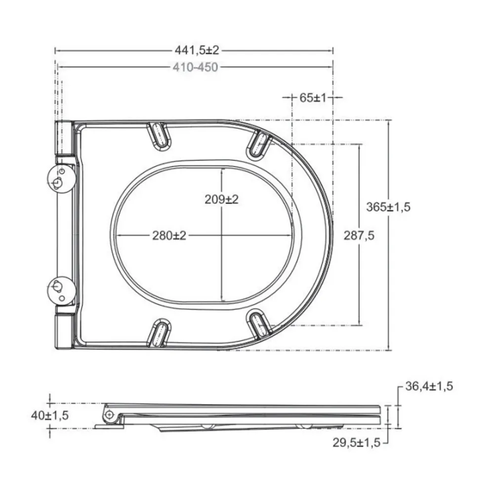 Sanitari Filomuro Rimless con copriwater Soft Close BathCore serie Infinity 53x36,5xH40 cm Tortora Opaco