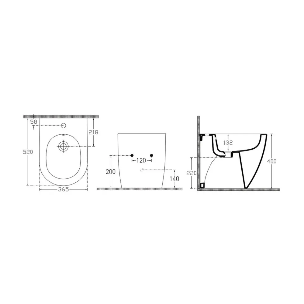 Sanitari Filomuro Rimless con copriwater Soft Close BathCore serie Infinity 53x36,5xH40 cm Tortora Opaco