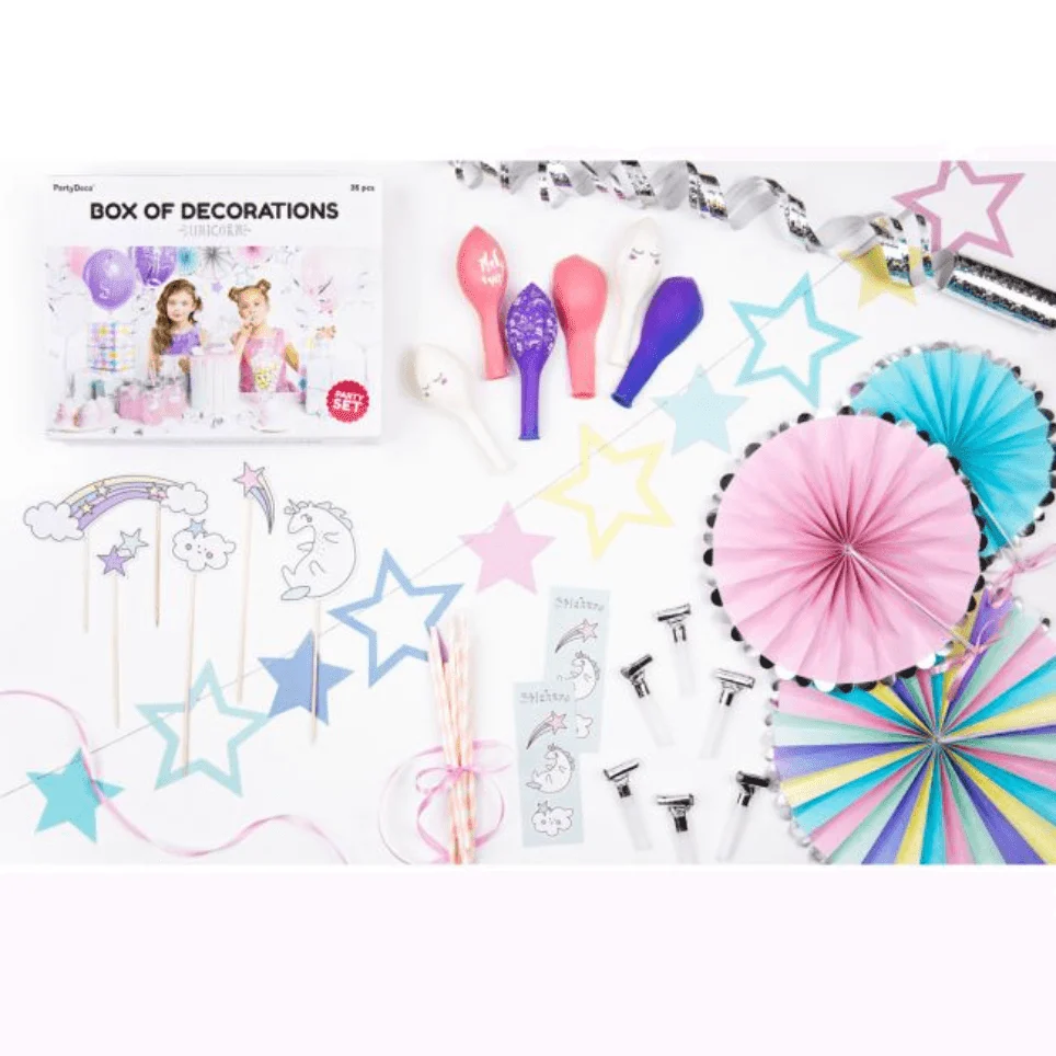 Scatola di Decorazioni Tema Unicorno