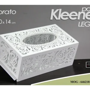 Scatola traforata bianca porta kleenex bianca misura 25x10x14cm