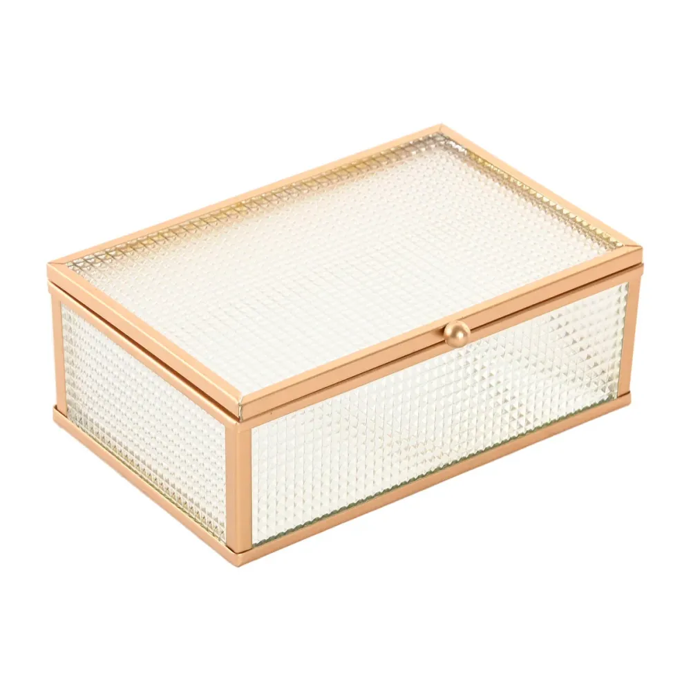 Scatola-Portagioie Home ESPRIT Dorato Metallo Cristallo 15 x 11 x 5,5 cm
