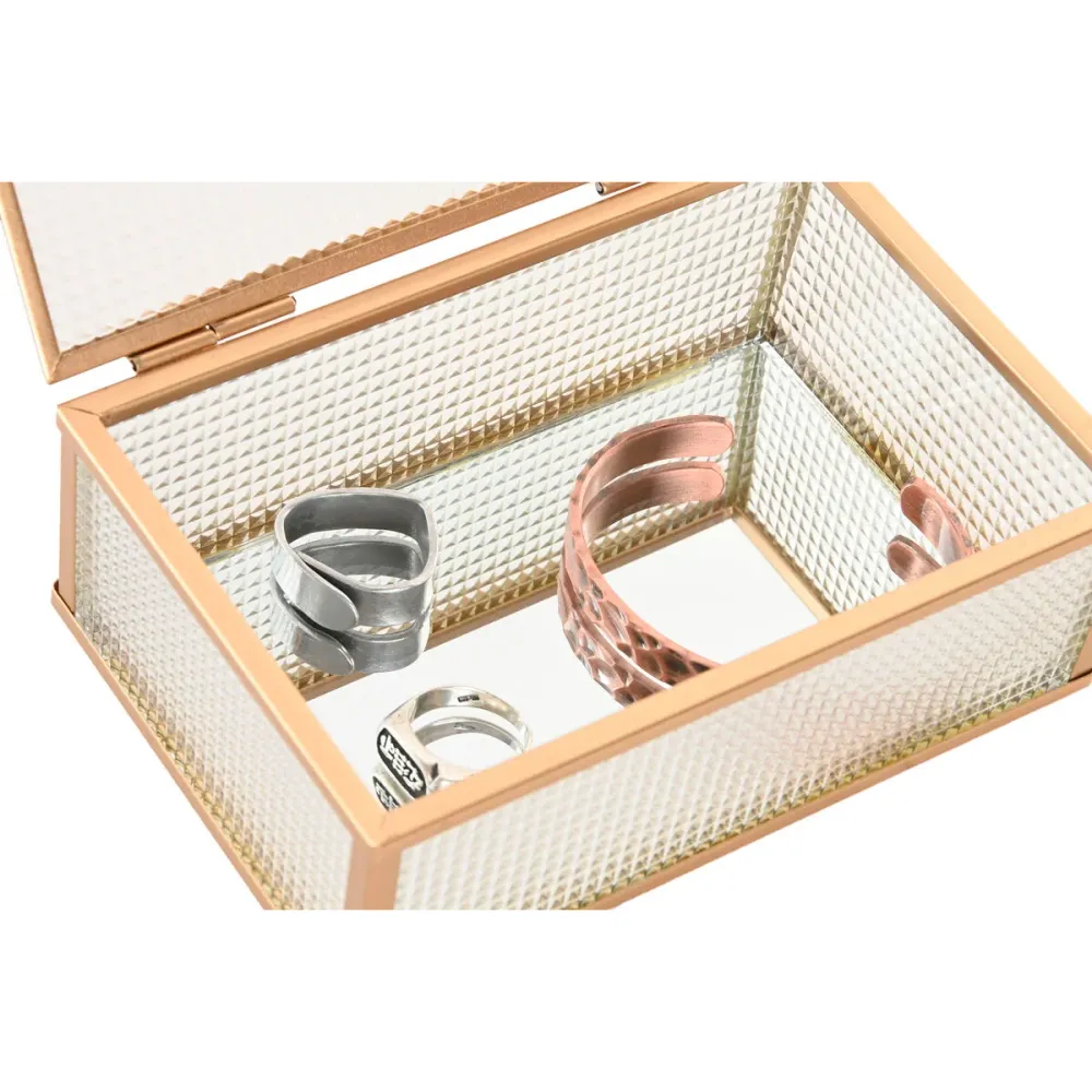 Scatola-Portagioie Home ESPRIT Dorato Metallo Cristallo 15 x 11 x 5,5 cm