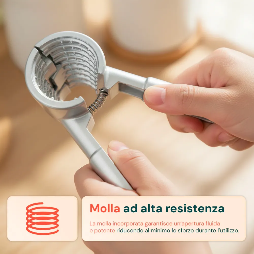 Schiaccianoci Alluminio Ergonomico con Molla Integrata Resistente