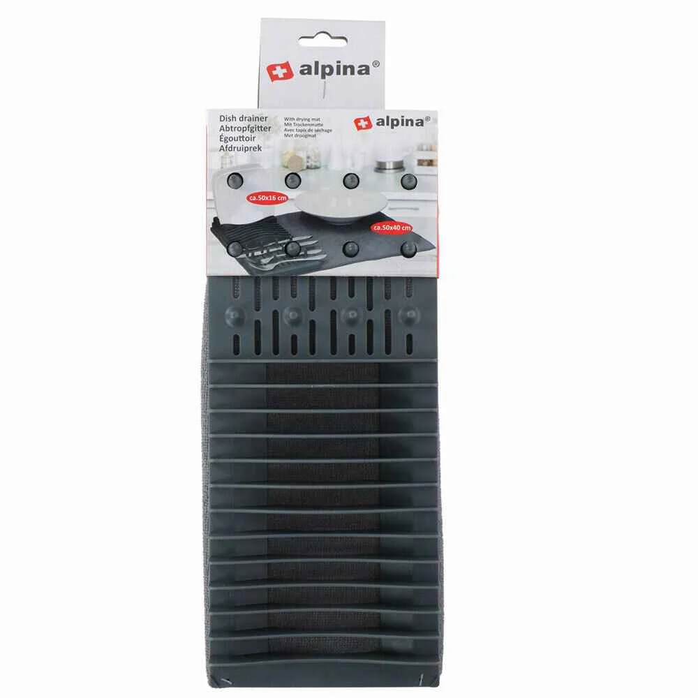Scolapiatti Cola Piatti 2in1 Plastica con Panno Microfibra Scola Posate